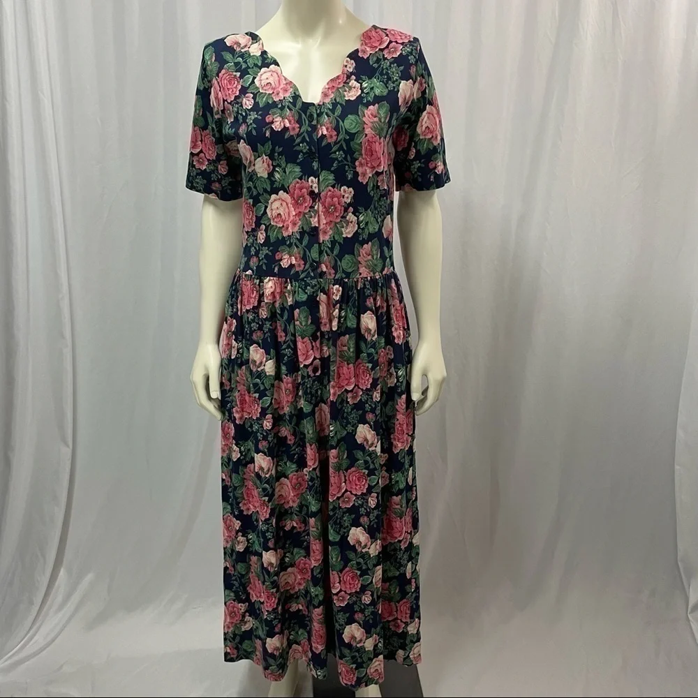 Vintage Prairie Dress 100% Cotton Floral Print Coastal Grandma Size Small - Picture 1 of 9